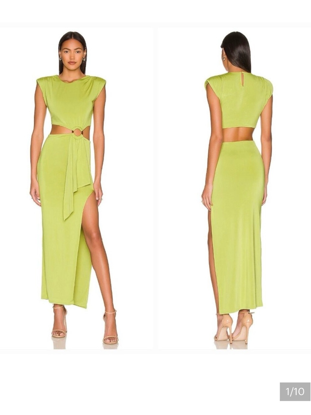 Lovers + Friends Chartreuse Maxi Dress with Ring Waist Detail